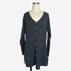 Vintage 90s Gap Merino Wool grey long cardigan minimalist classic capsule S
